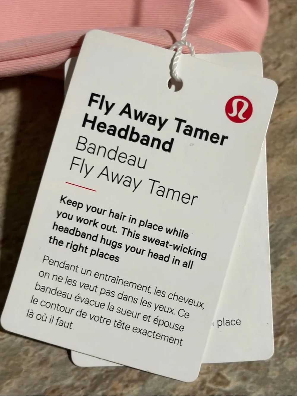 NWT Lululemon Athletica Soft Pink Fly Away Tamer Headband